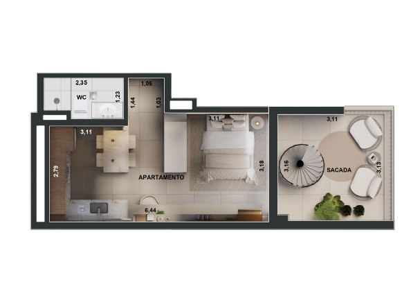 Cobertura 52 m²